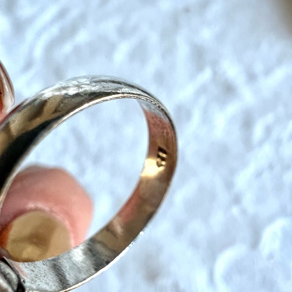 925 Huge RAW Selenite Crystal Charge Coffin Ring 8.25 - Picture 7 of 8